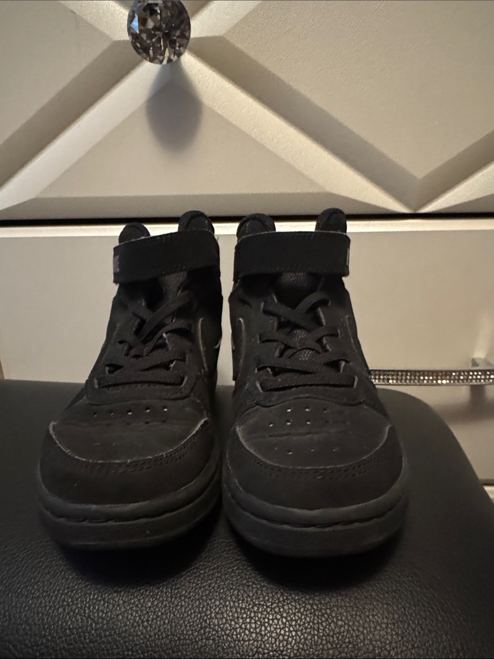Nike Kids Black High-Top Sneakers with Strap and Laces